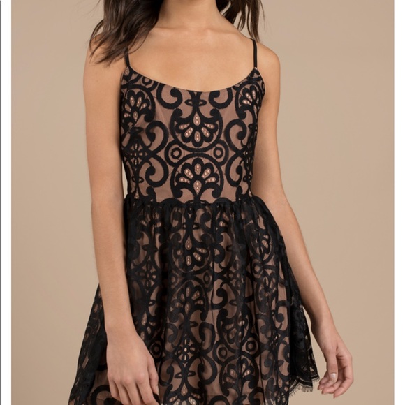 BELLA BLACK LACE SKATER DRESS - Picture 6 of 6